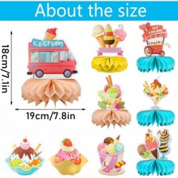 9 Pieces Ice Cream Honeycomb Centerpiece 3D Table Party Decoration Paper Centerpieces for Ice Cream Theme Summer Birthday Bab...