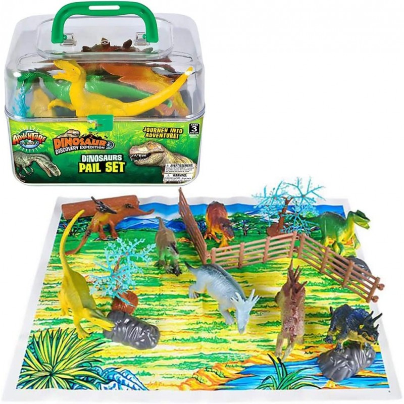 Dinosaur Pail Set Animal Toy Mesh Bag Play Set Toy for Kids 20 Pieces $41.26 Play Figure Playsets