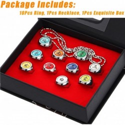 10 Pcs Anime Rings Set Japanese Cosplay Finger Rings Anime Rings with Necklace Anime Ring for Men Kids and Cosplay Fans $31.5...