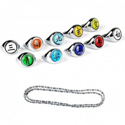 10 Pcs Anime Rings Set Japanese Cosplay Finger Rings Anime Rings with Necklace Anime Ring for Men Kids and Cosplay Fans $31.5...