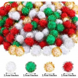 400 Pieces Glitter Chenille Stems Assorted Colors Christmas Pom Poms with Glitter Foil Crafts Xmas Pipe Cleaners Fluffy Balls...