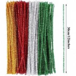 400 Pieces Glitter Chenille Stems Assorted Colors Christmas Pom Poms with Glitter Foil Crafts Xmas Pipe Cleaners Fluffy Balls...