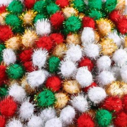 400 Pieces Glitter Chenille Stems Assorted Colors Christmas Pom Poms with Glitter Foil Crafts Xmas Pipe Cleaners Fluffy Balls...