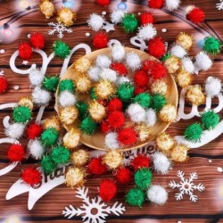 400 Pieces Glitter Chenille Stems Assorted Colors Christmas Pom Poms with Glitter Foil Crafts Xmas Pipe Cleaners Fluffy Balls...