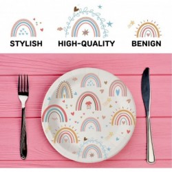 20PCS Boho Rainbow Plates Boho Rainbow Birthday Decorations Boho Rainbow Party Plates for Boho Rainbow Party Supplies 1st Bir...