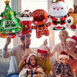 11pcs Christmas Balloons for Christmas Party Decorations Christmas Gifts for Santa Reindeer Snowman Gingerbread Christmas Tre...