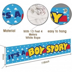 It's a Boy Story Yard Banner Outdoor & Indoor Garden Sign Hanging 118In x 20In Blue Sky White Clouds Photo Backdrops For Baby...