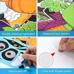 18 Pieces Halloween DIY Stickers Make Your Own Craft Kits for Kids Halloween Decorations (Zombie Mummy Vampire Ghost Pumpkin ...