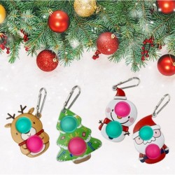 Simple Keychain Push it Pop Sensory Fidgets Toys 4 Pack for Stress Relief Dimplelereer Pop its Santa Claus/Christmas Tree/Sno...