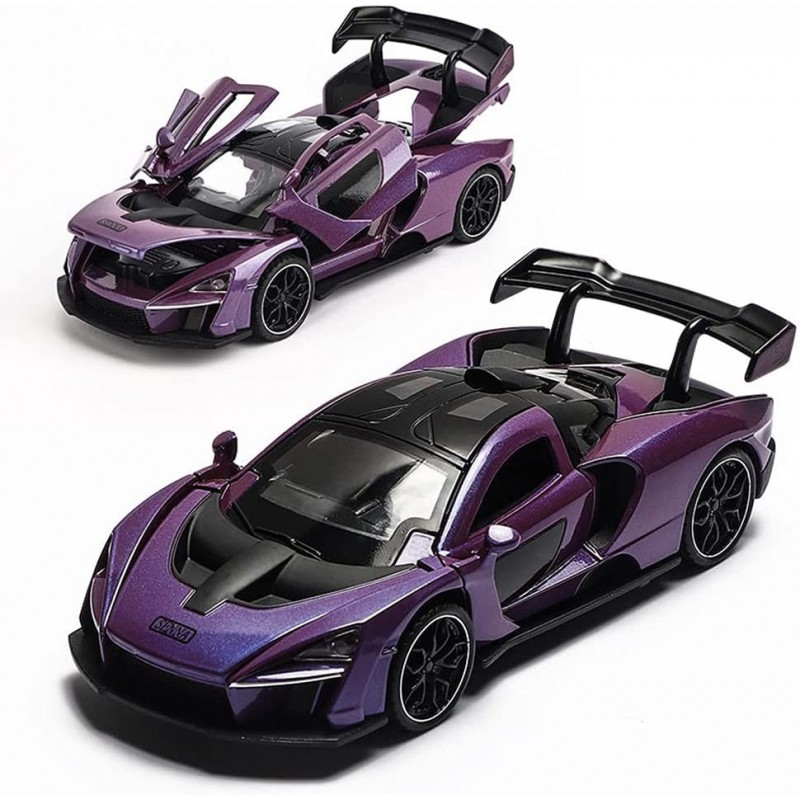 Diecast Toy Car McLaren Senna Sports Car Model Zinc Alloy Simulation Casting Pull Back Vehicles 1:32 Scale Mini Electronic Su...