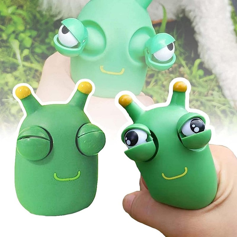 2-Pack Funny Grass Worm Pinch Toy | Green Contacts Pop Out it Eyes Squeeze Toys | Sensory Slug Fidgets Toy for Anxiety | Squi...