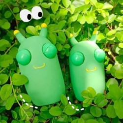 2-Pack Funny Grass Worm Pinch Toy | Green Contacts Pop Out it Eyes Squeeze Toys | Sensory Slug Fidgets Toy for Anxiety | Squi...