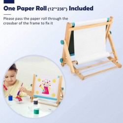 Tabletop Kid Easel with 1 Paper Roll Double-Sided Reversible Whiteboard & Chalkboard Easel with Magnetic Letters & Numbers Ch...