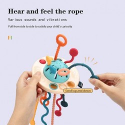 Baby Montessori Sensory Toys UFO Silicone Pull String Interactive Toys Teething Toddler Travel Toys Exercise Baby's Finger Fi...