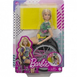 Fashionistas Doll 165 with Wheelchair & Long Blonde Hair Wearing Tropical Romper Orange Shoes & Lemon Fanny Pack Toy for Kids...