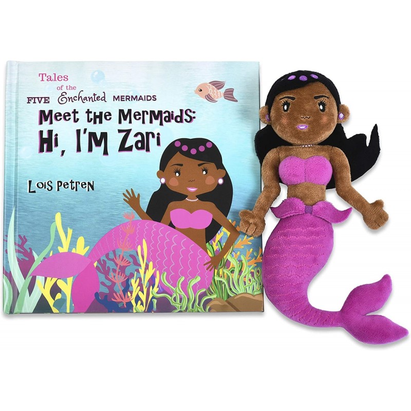 Black Mermaid Doll with Book (Zari) -Super Cute Mermaid Toy - Great Mermaid Gifts for Girls $64.87 Plush Figure Toys