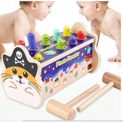 Groundhog Pounding Bench Game Pirate Theme Hammering Pounding Toys Kids Hammer & Pound Toy Pounding Game for Single and Doubl...