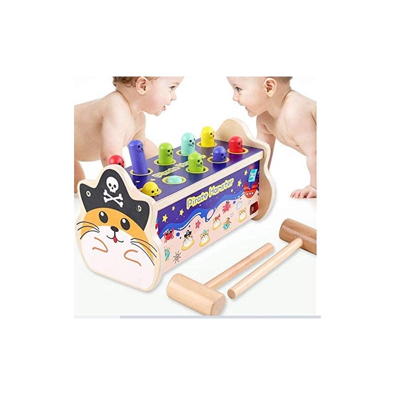 Groundhog Pounding Bench Game Pirate Theme Hammering Pounding Toys Kids Hammer & Pound Toy Pounding Game for Single and Doubl...