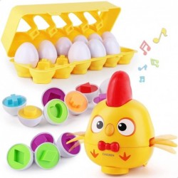 Baby Musical Chicken W/ Matching Egg Toys Boy Girl Educational Learning Color Shape Sorter Game Egg Interactive Montesorri Bi...