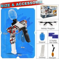 Gel Ball Blaster Splatter Ball Blaster with 60000 Water Beads Electrical Splat Water Ball Toys for Outdoor Team Games for Boy...