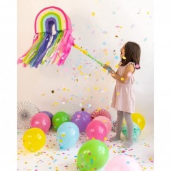 Rainbow Pinata with Colorful Rainbow Streamers for Rainbow Birthday Party Unicorn Party Cloud Nine Art Party Ice Cream Party ...