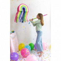 Rainbow Pinata with Colorful Rainbow Streamers for Rainbow Birthday Party Unicorn Party Cloud Nine Art Party Ice Cream Party ...