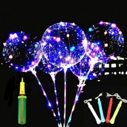 LED Light Up Bobo Balloons with Sticks 6 Packs Flashing Handles 20 Inches Transparent Bubble Balloons 70 cm Sticks Event Birt...