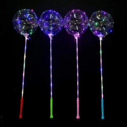 LED Light Up Bobo Balloons with Sticks 6 Packs Flashing Handles 20 Inches Transparent Bubble Balloons 70 cm Sticks Event Birt...