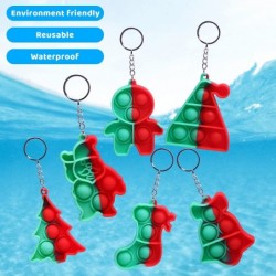 12 PCS Bubble Fidget Silicone Keychain Mini Push Squeeze Pop Christmas Party Favors Kids Toys Anxiety Stress Reliever Office ...