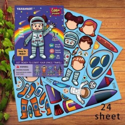 Make a Face Stickers Sheets 24 Sheets Make Your Own Astronaut UFO Rocket Mix & Match Space Themed Stickers DIY Stickers for K...