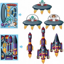 Make a Face Stickers Sheets 24 Sheets Make Your Own Astronaut UFO Rocket Mix & Match Space Themed Stickers DIY Stickers for K...