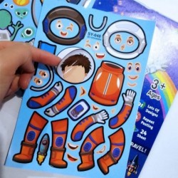 Make a Face Stickers Sheets 24 Sheets Make Your Own Astronaut UFO Rocket Mix & Match Space Themed Stickers DIY Stickers for K...