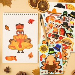 24 PCS DIY Turkey Stickers Make-A-Turkey Stickers Thanksgiving Turkey Craft Kids Thanksgiving Games Supplies for Fall Theme P...