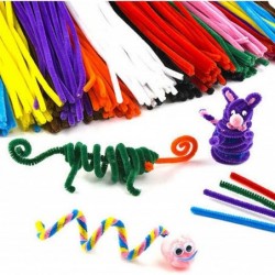 400 Pieces Christmas Fuzzy Flexible Multi-Colored Pipe Cleaners Bendable Fluffy Craft Pipe Cleaners Chenille Stems Creative A...