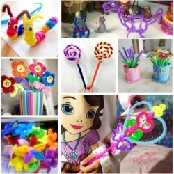 400 Pieces Christmas Fuzzy Flexible Multi-Colored Pipe Cleaners Bendable Fluffy Craft Pipe Cleaners Chenille Stems Creative A...