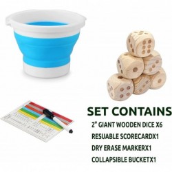 Yard Dice Game Set?| 2 Inch Wooden Yard Dice Scorecards Whiteboard Marker and Collapsible Bucket | for Adults Kids Families?|...