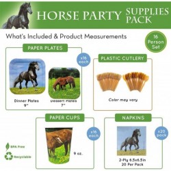 Horse Party Supplies Pack (116 Pieces for 16 Guests) - Horse Party Decorations Horse Birthday Party Supplies Cowboy Theme Par...