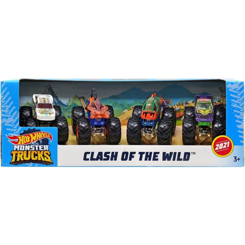 Monster Trucks Clash of The Wild Diecast Car 4-Pack $46.85 Kids' Play Cars & Race Cars