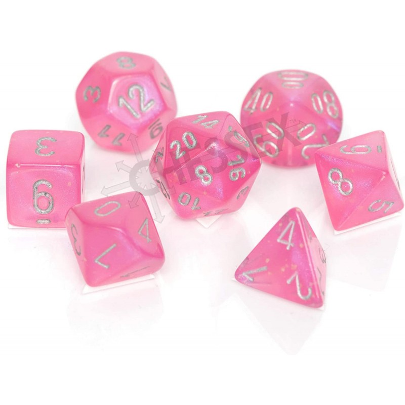 Polyhedral 7-Die Set - Borealis Pink/Silver with Luminary 27584 (CHX27584) $19.65 Game Accessories