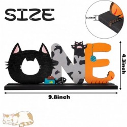 Cat ONE Letter Sign Wooden Centerpiece Meow One Ornament Cat Themed Birthday Party Decoration Table Desk Decor Photo Props fo...