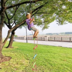 Climbing Rope Ladder Kids Tree Swing with Hanging Strap Indoor and Outdoor Backyard Playground Play Swing Sets Climber Traini...