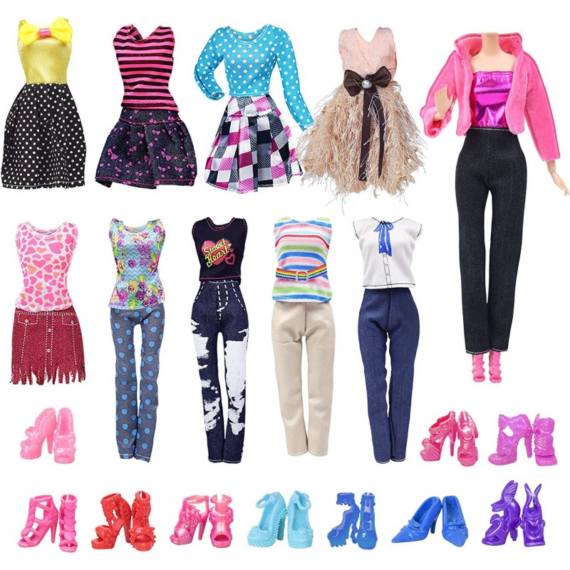 Doll Clothes for 11.5 Inch Girl Doll 20 Pcs Casual Wear Clothes and Doll Accessories with 10 Pairs Shoes +10 Fashion Doll Dre...