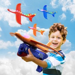 Airplane Toy Glider Foam Air Plane Toy for Kids 3 Pack LED Toy Styrofoam Airplane for Toddlers Outdoor Flying Toys Birthday f...