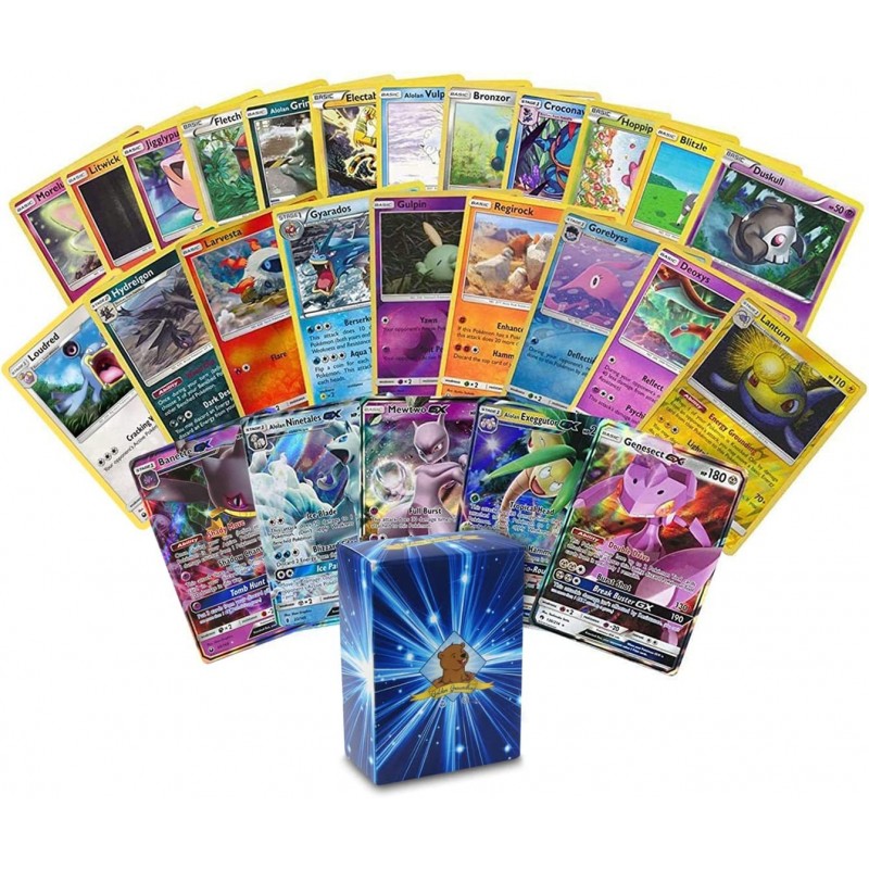 TCG Deck Box Including 100 Assorted Cards (1 GX Ultra Rare 4 Reverse Holographics and 5 Rare Cards) $34.93 Card Games