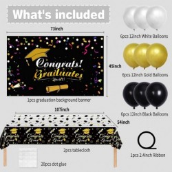 Graduation Party Decorations 2023 Black & Glod 42 PCS Large congrats Graduation themed Pthotography Background 2Pack Waterpro...