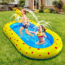 Inflatable Kiddie Pool Sprinkler Dinosaur Sprinkler Pool Fountain Water Toys Cute 3 in 1 Summer Splash Pad Kiddie Pool Portab...