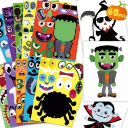 60Sheets Halloween Stickers Crafts for Kids-Make-A Pumpkin/Monster/Ghost/Reaper/Spider/Witch/Zombie/Skeleton/Mummy/Vampire Fa...