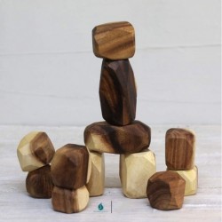 Wooden Balancing Blocks: Handmade Meditative Educational Sensory STEM Toy Stacking Game Wood Balance Rocks Set (Tum ISHI) Mon...