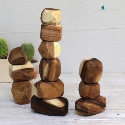 Wooden Balancing Blocks: Handmade Meditative Educational Sensory STEM Toy Stacking Game Wood Balance Rocks Set (Tum ISHI) Mon...