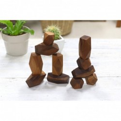 Wooden Balancing Blocks: Handmade Meditative Educational Sensory STEM Toy Stacking Game Wood Balance Rocks Set (Tum ISHI) Mon...